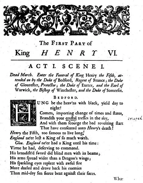 King Henry VI. Act 1. Scene 1, c1723, (1946)