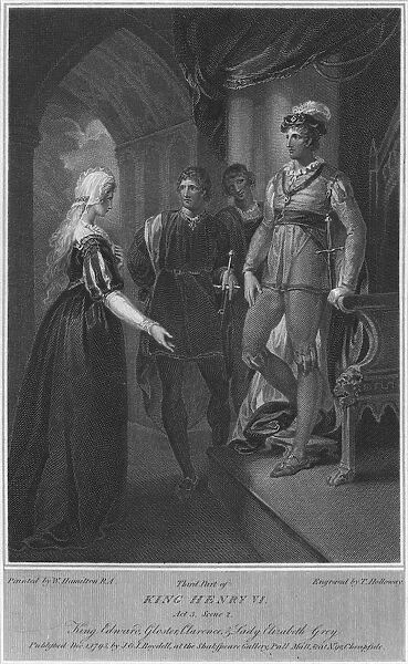 Third Part of King Henry VI. Act 3. Scene 2. King Edward, Gloucester, Clarence & Lady Elizabeth Gre Artist: Thomas Holloway