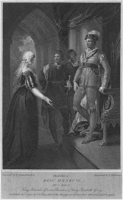 Framed Print : Third Part of King Henry VI. Act 3. Scene 2. King Edward, Gloucester, Clarence & Lady Elizabeth Gre Artist: Thomas Holloway Framed Print : Third Part of King Henry VI. Act 3. Scene 2. King Edward, Gloucester, Clarence & Lady Elizabeth Gre Artist: Thomas Holloway