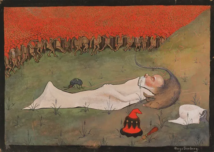 Framed Print : King Hobgoblin Sleeping, 1896. Creator: Hugo Simberg Framed Print : King Hobgoblin Sleeping, 1896. Creator: Hugo Simberg