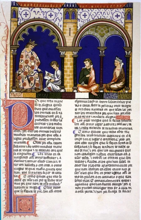 Framed Print : King instructing a child, miniature in the Book of Games, manuscript, 1283, by Alfonso X el Sabio Framed Print : King instructing a child, miniature in the Book of Games, manuscript, 1283, by Alfonso X el Sabio