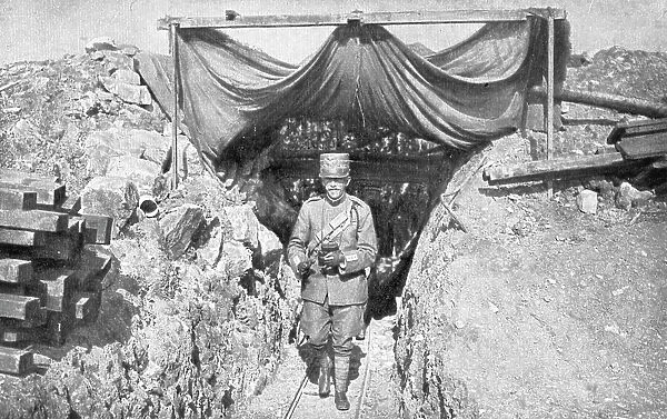 The King of Italy in France; The king leaving the observation post at Souville;...1917 Creator: Unknown