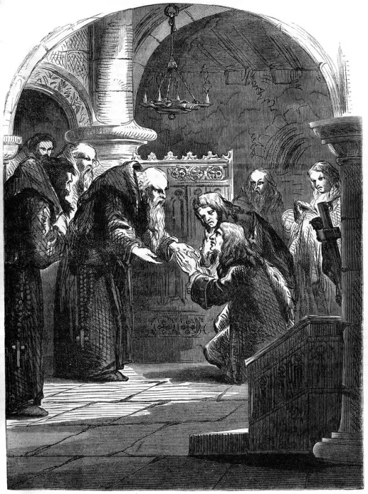 Framed Print : King James II of England (1633-1701) at La Trappe Abbey, Orne, France, 17th century (19th century) Framed Print : King James II of England (1633-1701) at La Trappe Abbey, Orne, France, 17th century (19th century)