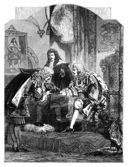 Framed Print : King James II receiving the French bribe, c1902 Framed Print : King James II receiving the French bribe, c1902