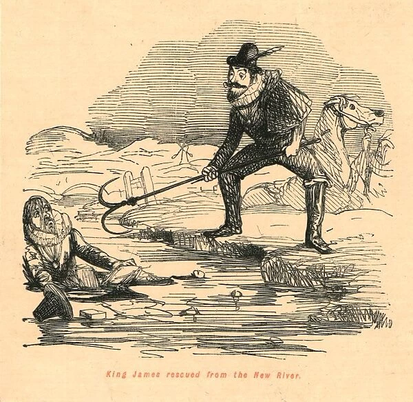 King James rescued from the New River, 1897. Creator: John Leech