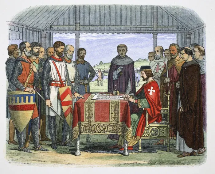 Framed Print : King John signs the Great Charter, Runnymede, Surrey, 1215 (1864) Framed Print : King John signs the Great Charter, Runnymede, Surrey, 1215 (1864)
