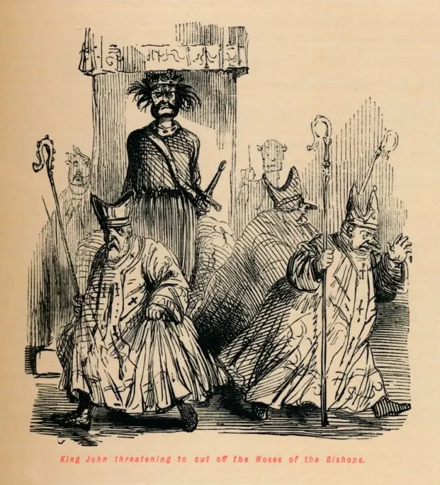 Framed Print : King John threatening to cut off the Noses of the Bishops, c1860, (c1860). Artist: John Leech Framed Print : King John threatening to cut off the Noses of the Bishops, c1860, (c1860). Artist: John Leech