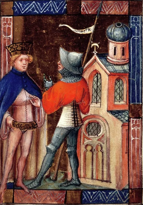Framed Print : King and knight, c1405. Creator: Unknown Framed Print : King and knight, c1405. Creator: Unknown