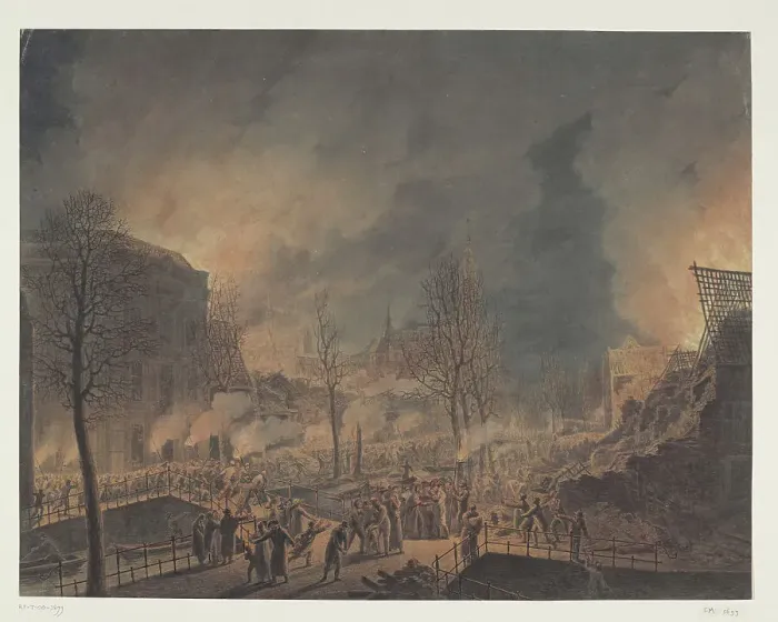 Framed Print : King Louis Napoleon visits the ruins...after the explosion of the powder ship... (1807-1809). Creator: Jan Willem Pieneman Framed Print : King Louis Napoleon visits the ruins...after the explosion of the powder ship... (1807-1809). Creator: Jan Willem Pieneman