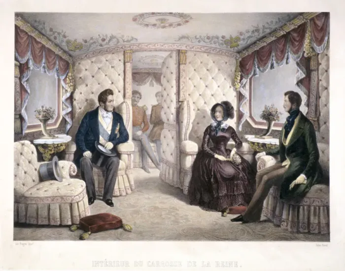 Framed Print : King Louis Philippe, Queen Victoria and Prince Albert in the royal carriage, 1846