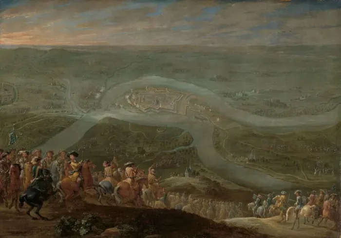Framed Print : King Louis XIV and his Entourage at the Siege of Schenkenschans, 1672, c.1675. Creator: Lambert de Hondt II Framed Print : King Louis XIV and his Entourage at the Siege of Schenkenschans, 1672, c.1675. Creator: Lambert de Hondt II