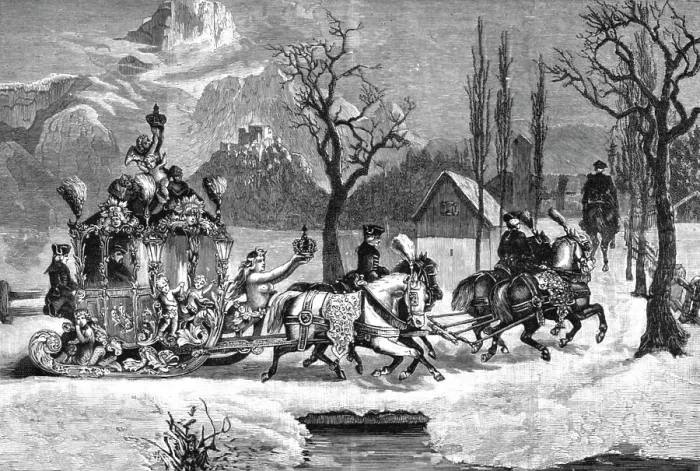 Framed Print : King Ludwig of Bavaria driving in his Sledge, 1886. Creator: Unknown Framed Print : King Ludwig of Bavaria driving in his Sledge, 1886. Creator: Unknown