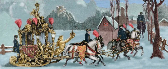 Framed Print : King Ludwig II of Bavaria travelling in a sleigh, 1886. Creator: Unknown Framed Print : King Ludwig II of Bavaria travelling in a sleigh, 1886. Creator: Unknown