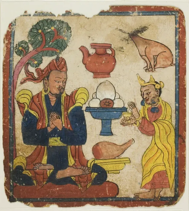 Framed Print : King Mangkur Nourished by Queen Devika, from a Set of Initiation Cards (Tsakali) Framed Print : King Mangkur Nourished by Queen Devika, from a Set of Initiation Cards (Tsakali)