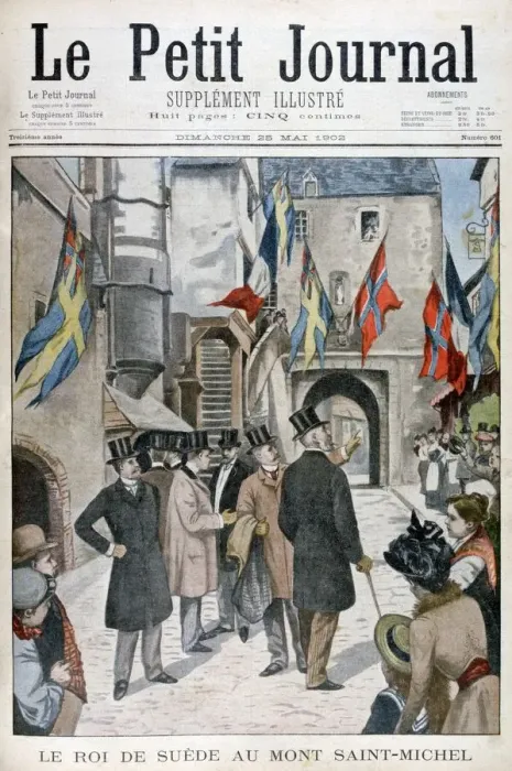 Framed Print : King Oscar II of Sweden visiting Mont Saint-Michel, Normandy, France, 1902 Framed Print : King Oscar II of Sweden visiting Mont Saint-Michel, Normandy, France, 1902
