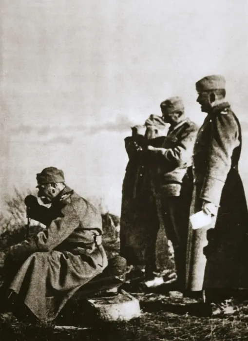 Framed Print : King Peter I of Serbia watching the retreat of his defeated army, 1914 Framed Print : King Peter I of Serbia watching the retreat of his defeated army, 1914