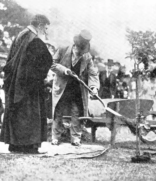 Framed Print : The King planting his oak at Rugby School, 1909. Creators: World's Graphic Press, Montague Dixon Framed Print : The King planting his oak at Rugby School, 1909. Creators: World's Graphic Press, Montague Dixon