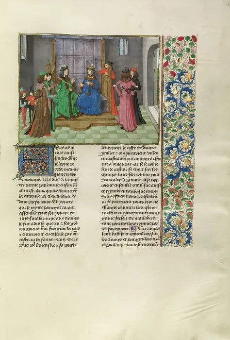 Framed Print : The King of Portugal and John of Gaunt Consulting, c1380s; Chroniques (Book Three), about 1480-1483. Creator: Master of the Getty Froissart