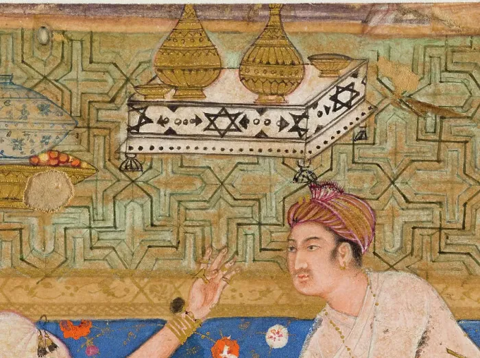 Framed Print : King Putraka in the Palace of the Beautiful Patali, From a Kathasaritsagara (image 2 of 2), c1590. Creator: Unknown Framed Print : King Putraka in the Palace of the Beautiful Patali, From a Kathasaritsagara (image 2 of 2), c1590. Creator: Unknown