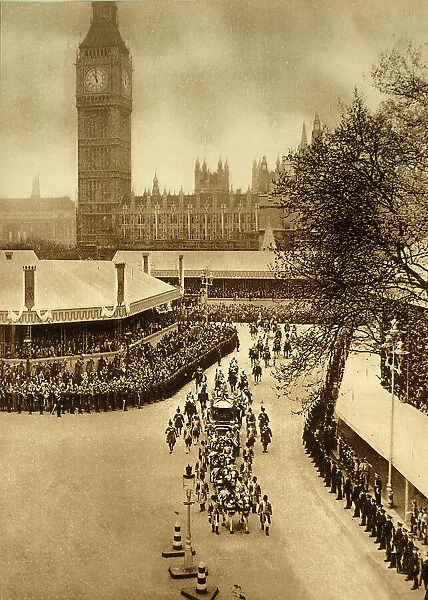 The King and Queen Approaching Westminster Abbey, 1937. Creator: Photochrom Co Ltd of London