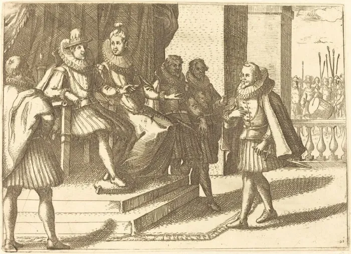 Framed Print : King and Queen in Consultation about the Turks, 1612. Creator: Jacques Callot Framed Print : King and Queen in Consultation about the Turks, 1612. Creator: Jacques Callot