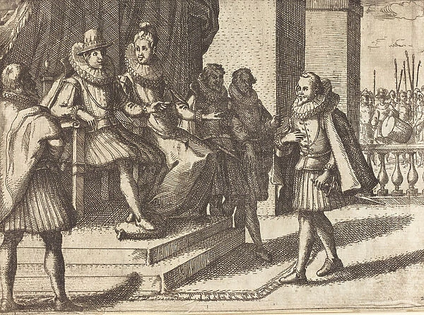 King and Queen in Consultation about the Turks [recto], 1612. Creator: Jacques Callot