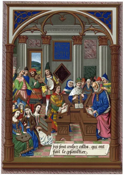 Framed Print : King Rene and his Musical Court, 15th century, (1870). Artist: Firmin, Didot & Co Framed Print : King Rene and his Musical Court, 15th century, (1870). Artist: Firmin, Didot & Co