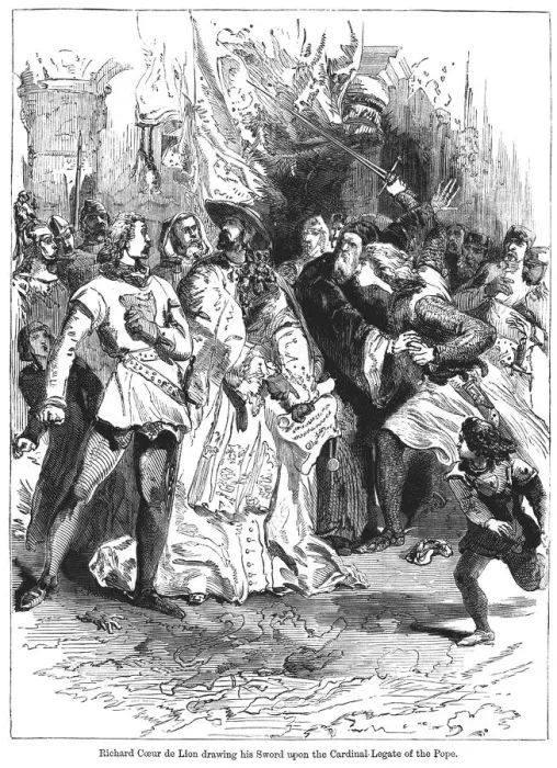 Framed Print : King Richard I (1157-1199) drawing his sword upon the Cardinal Legate of the Pope Framed Print : King Richard I (1157-1199) drawing his sword upon the Cardinal Legate of the Pope