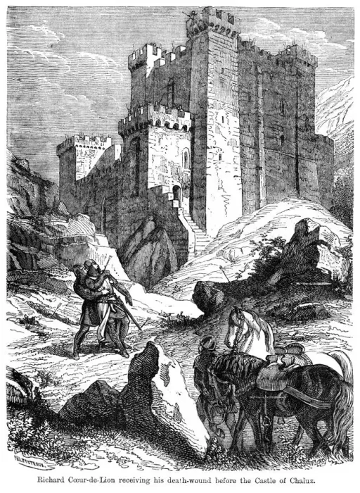 Framed Print : King Richard I (1157-1199) receiving his death wound before the castle of Chaluz, 19th century. Artist: Felix Henri Emmanuel Philippoteaux Framed Print : King Richard I (1157-1199) receiving his death wound before the castle of Chaluz, 19th century. Artist: Felix Henri Emmanuel Philippoteaux