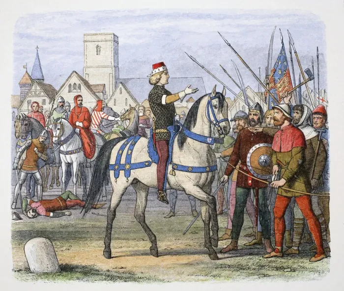 Framed Print : King Richard II meets the rebels at Smithfield, Peasants Revolt, 1381 (1864). Artist Framed Print : King Richard II meets the rebels at Smithfield, Peasants Revolt, 1381 (1864). Artist