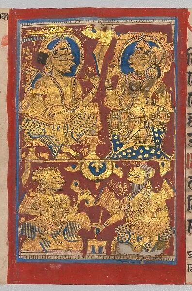 King Siddhartha and Queen Trishala with the Dream Diviners, from a Kalpa-sutra, c