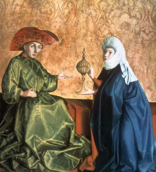 Framed Print : King Solomon and the Queen of Sheba, 1435. Artist: Conrad Witz Framed Print : King Solomon and the Queen of Sheba, 1435. Artist: Conrad Witz
