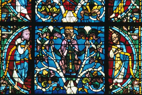 King Solomon, stained glass, Chartres Cathedral, France, 1145-1155
