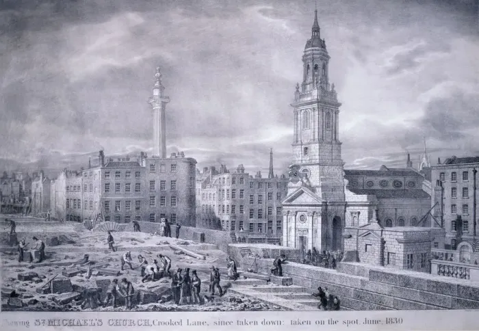 Framed Print : King William Street, 1830. Artist: George Scharf Framed Print : King William Street, 1830. Artist: George Scharf