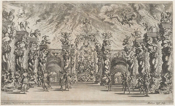 Kingdom of Pluto; a view of the underworld with Pluto and Proserpina enthroned at center, ... 1668. Creator: Mathaus Küsel
