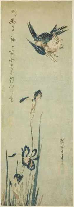 Framed Print : Kingfisher and iris, 1830s. Creator: Ando Hiroshige Framed Print : Kingfisher and iris, 1830s. Creator: Ando Hiroshige