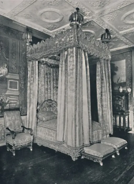 Framed Print : The Kings Bedroom at Knole. Bedstead Made for James I, 1928 Framed Print : The Kings Bedroom at Knole. Bedstead Made for James I, 1928