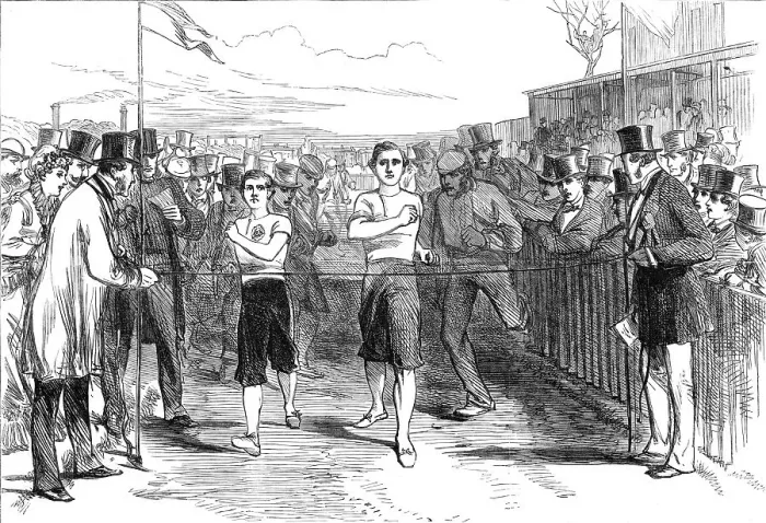 Framed Print : King's College School Athletic Sports: finish of the two-mile walking-match, 1870. Creator: Unknown