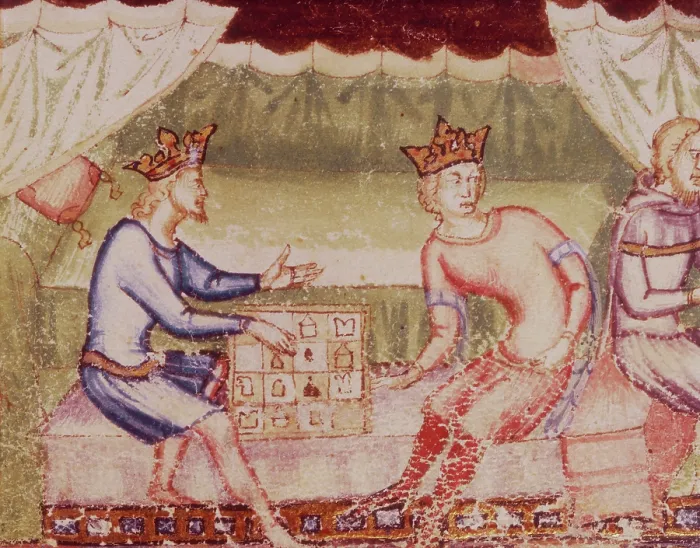 Framed Print : Two kings playing chess, c1352-c1362. Creator: Unknown Framed Print : Two kings playing chess, c1352-c1362. Creator: Unknown