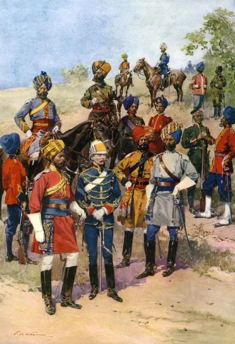 Framed Print : The Kings Own Regiments of the Indian Army. Artist: Frederic de Haenen Framed Print : The Kings Own Regiments of the Indian Army. Artist: Frederic de Haenen
