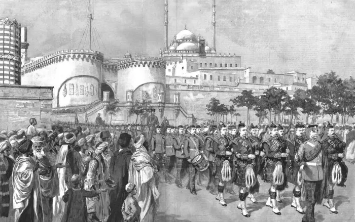 Framed Print : The Kings Own Scottish Borderers leaving the Citadel, Cairo, Egypt, en route for India, 1890. Creator: Unknown Framed Print : The Kings Own Scottish Borderers leaving the Citadel, Cairo, Egypt, en route for India, 1890. Creator: Unknown