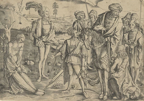 The Kings Sons Shooting Their Fathers Corpse, ca. 1500. Creator: Matthaus Zasinger