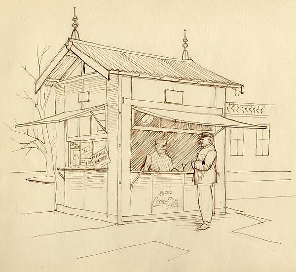 Kiosk selling drinks, Paris, France, c1951. Creator: Shirley Markham