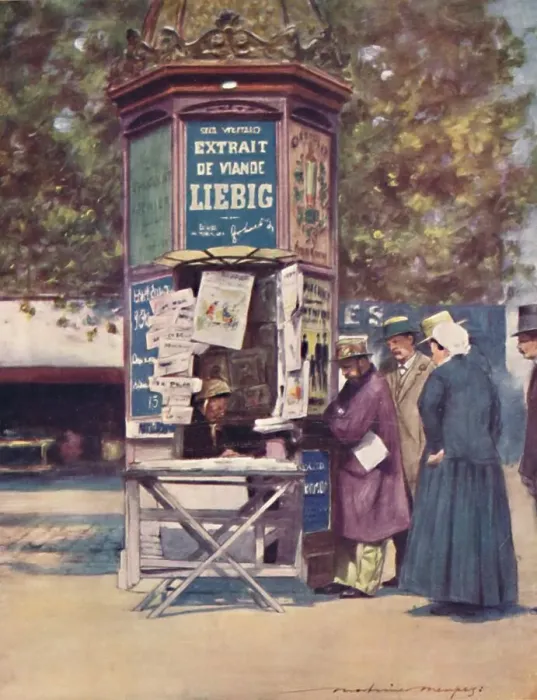 Framed Print : A Kiosque, Paris, 1903. Artist: Mortimer L Menpes Framed Print : A Kiosque, Paris, 1903. Artist: Mortimer L Menpes
