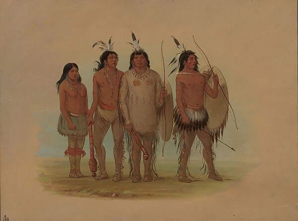 Kiowa Chief, His Wife, and Two Warriors, 1861  /  1869. Creator: George Catlin