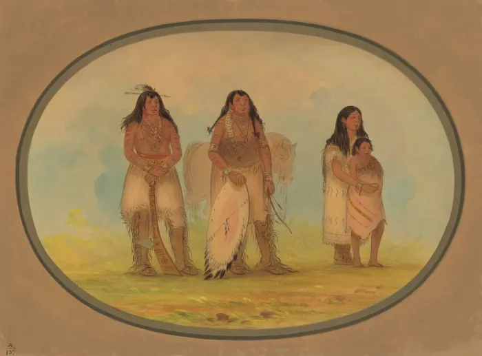 Framed Print : Four Kiowa Indians, 1861  /  1869. Creator: George Catlin