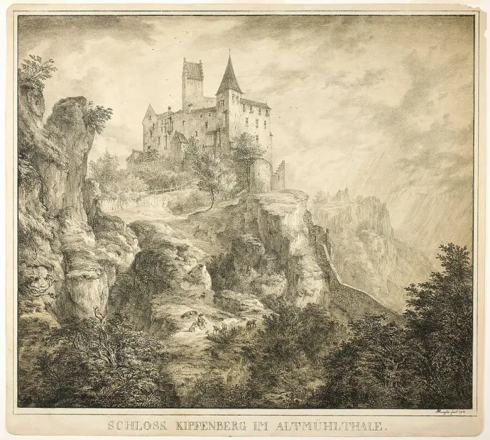 Framed Print : Kipfenberg Castle in the Valley of Altmühl, 1818. Creator: Domenico Quaglio II Framed Print : Kipfenberg Castle in the Valley of Altmühl, 1818. Creator: Domenico Quaglio II