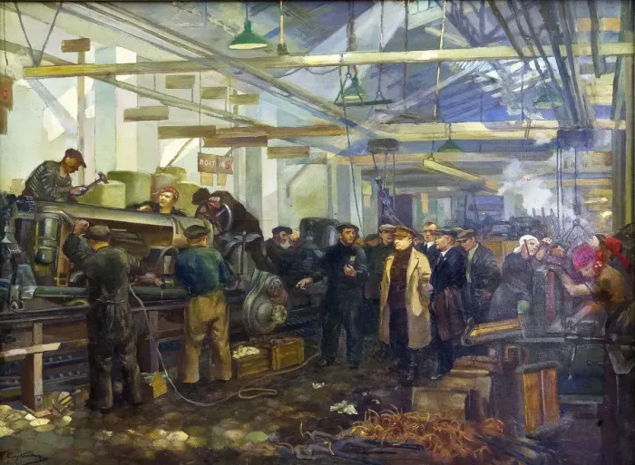 Framed Print : Kirov visiting the Putilov factory Framed Print : Kirov visiting the Putilov factory