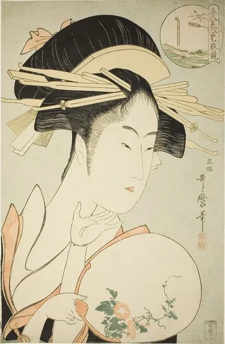 Framed Print : Kisegawa of the Matsubaya, from the series Comparing the Charms of Five Beauties... c. 1795 / 96. Creator: Kitagawa Utamaro. Kisegawa of the Matsubaya, from the series Comparing the Charms of Five Beauties... c. 1795 / 96 Framed Print : Kisegawa of the Matsubaya, from the series Comparing the Charms of Five Beauties... c. 1795 / 96. Creator: Kitagawa Utamaro. Kisegawa of the Matsubaya, from the series Comparing the Charms of Five Beauties... c. 1795 / 96
