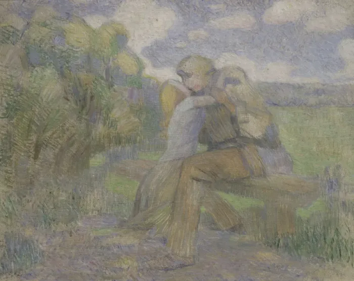 Framed Print : The Kiss, 1897. Artist: Borisov-Musatov, Viktor Elpidiforovich (1870-1905) Framed Print : The Kiss, 1897. Artist: Borisov-Musatov, Viktor Elpidiforovich (1870-1905)